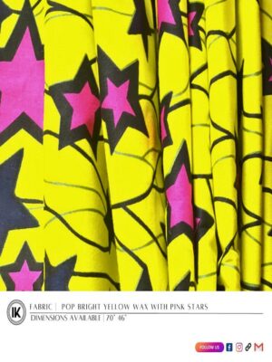FABRIC POP BRIGHT YELLOW WAX WITH PINK STAR
